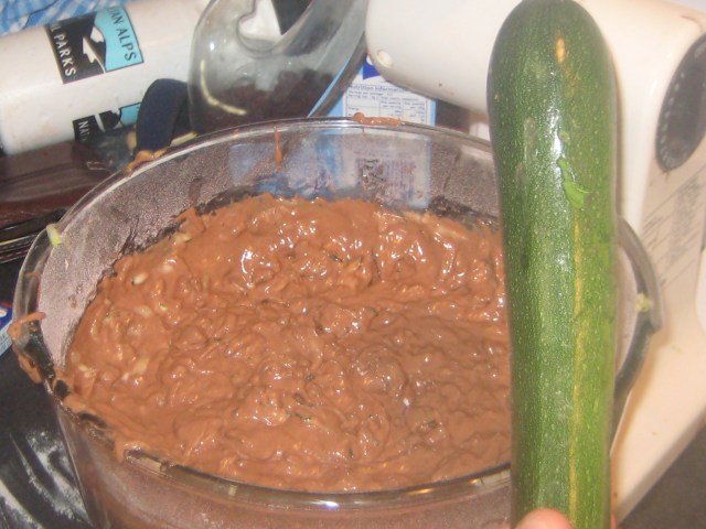 Cake mixture, can you believe that zucchini is in there